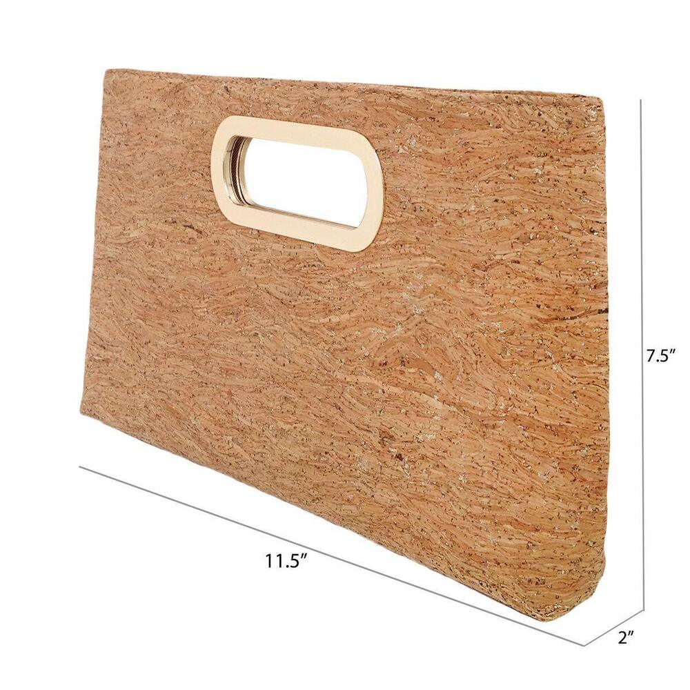 4026 Cork Top Handle Clutch, Gold - Picture 4 of 7